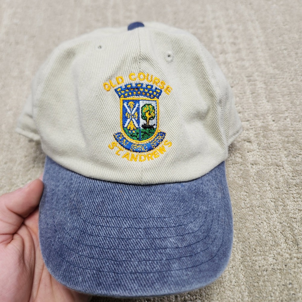 St Andrews‎ Old Course Golf Hat International Insignia Khaki Blue Cotton NWT